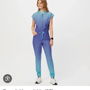 ISO!!! FIGS Free-X Rafaela Cargo Jumpsuit Blue and Teal Jumpsuit